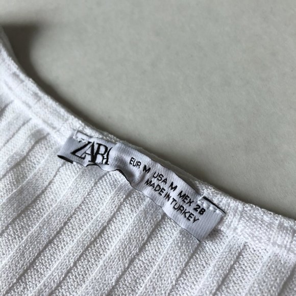 Zara White Front Knotted Crop Top Size M NWOT - Picture 4 of 5